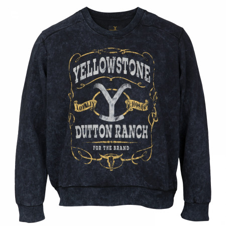 Yellowstone Label Mineral Wash Long Sleeved Crew T-Shirt